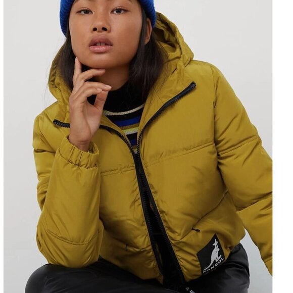 H&M  SZ XS Kangol Olive Short Puffer Jacket Street Rain Ski Snow Hooded - Picture 3 of 14